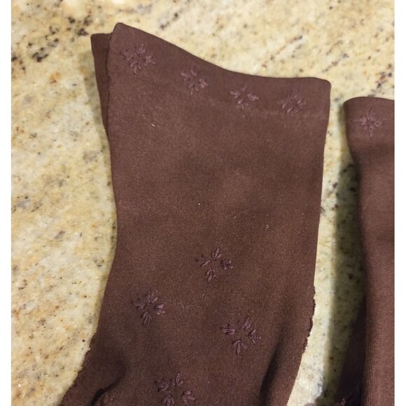 Vintage Womens Size M/L Brown Cotton Formal 9.5" Gloves Embroidered Starburst - Picture 4 of 16